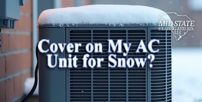 Using a Protective Cover on Your AC Unit in Winter Mid-State blog image asking whether to cover an AC unit in winter